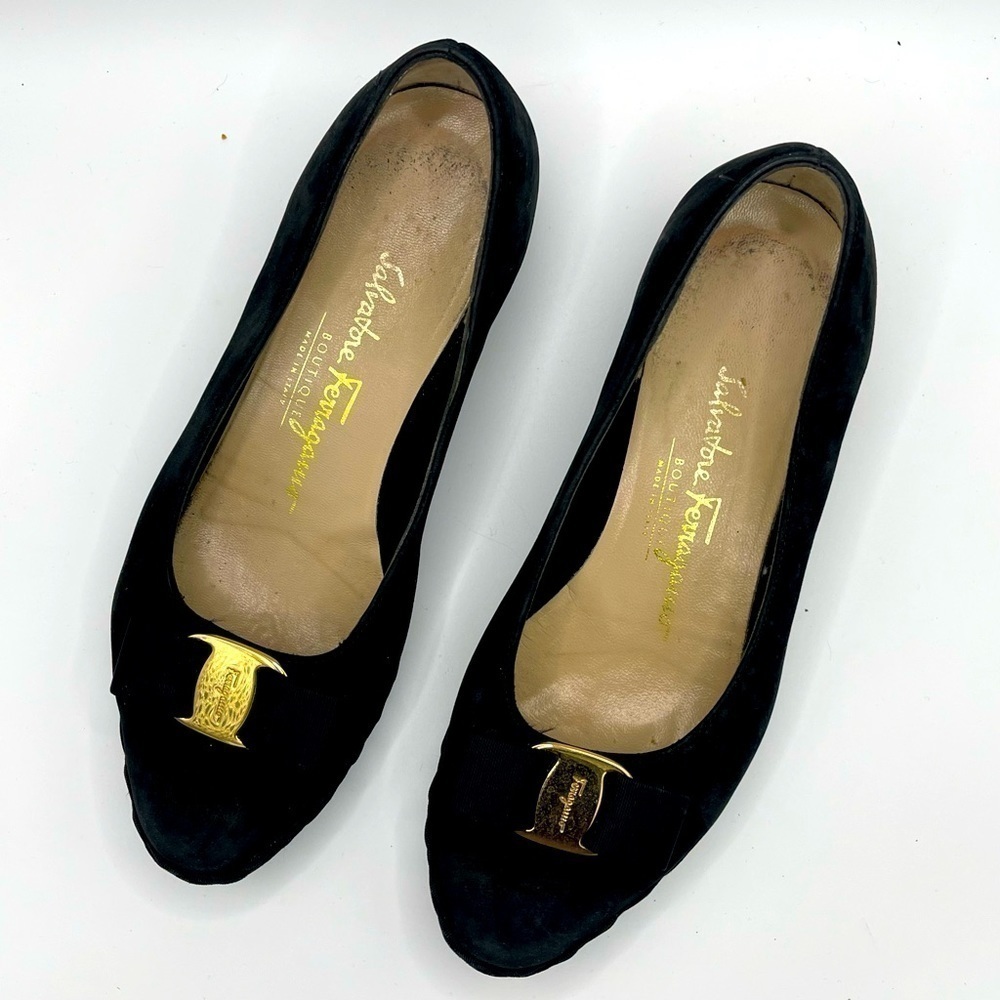Salvatore Ferragamo | Black Suede Dress Flats